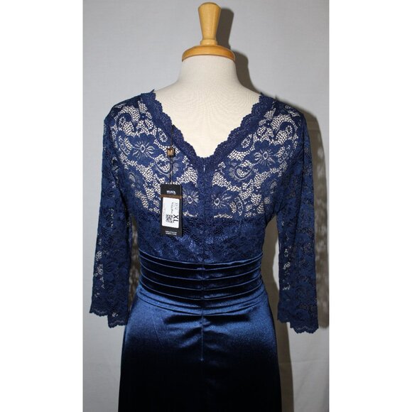 Miusol 3312 Satin & Lace Mother of Bride or Groom Gown-Size XL-NAVY BLUE- NEW - Picture 7 of 8